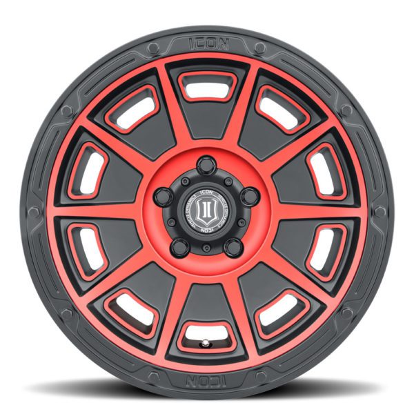 3017857345SBRT VICTORY 5×5 / 17×8.50 SATIN BLACK WITH RED TINT