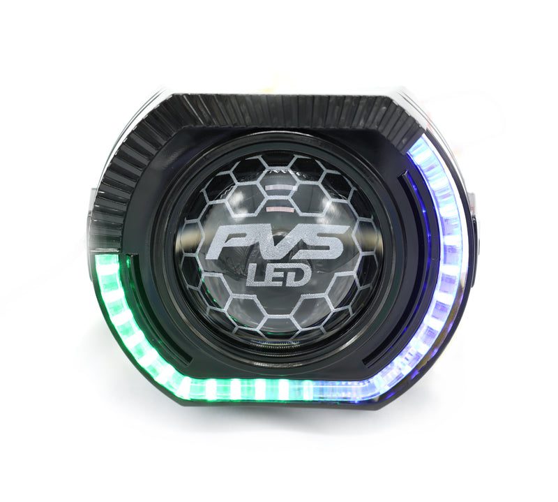LC70/LC71/LC76/LC78/LC79 Black LED Headlights Coloured Halo + Demon Eyes Clear Lens