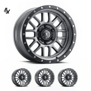 SILVERADO/SUBURBAN/SIERRA 1500 (17×8.50) 4x ALPHA GUNMETAL WITH BLACK RING 6×5.5″ (0 OFFSET)