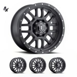 SILVERADO/SUBURBAN/SIERRA 1500 (17×8.50) 4x ALPHA BLACK WITH BLACK RING 6×5.5″ (0 OFFSET)