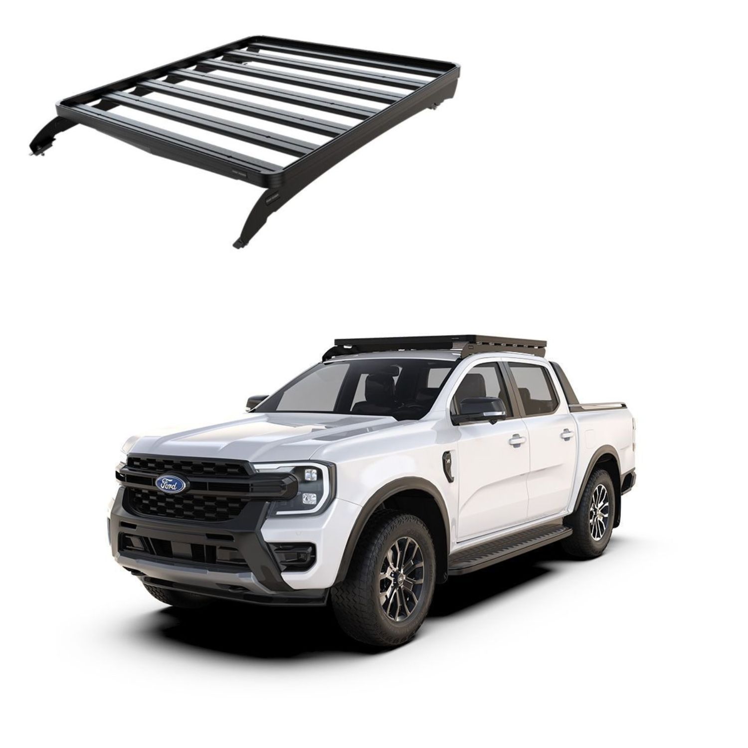 RANGER T6.2 DOUBLE CAB (2022-CURRENT) SLIMLINE II ROOF RACK KIT LOW PROFILE – KRFR020T RANGER T6.2 DOUBLE CAB (2022-CURRENT) SLIMLINE II ROOF RACK KIT / LOW PROFILE - KRFR020T - Image 1