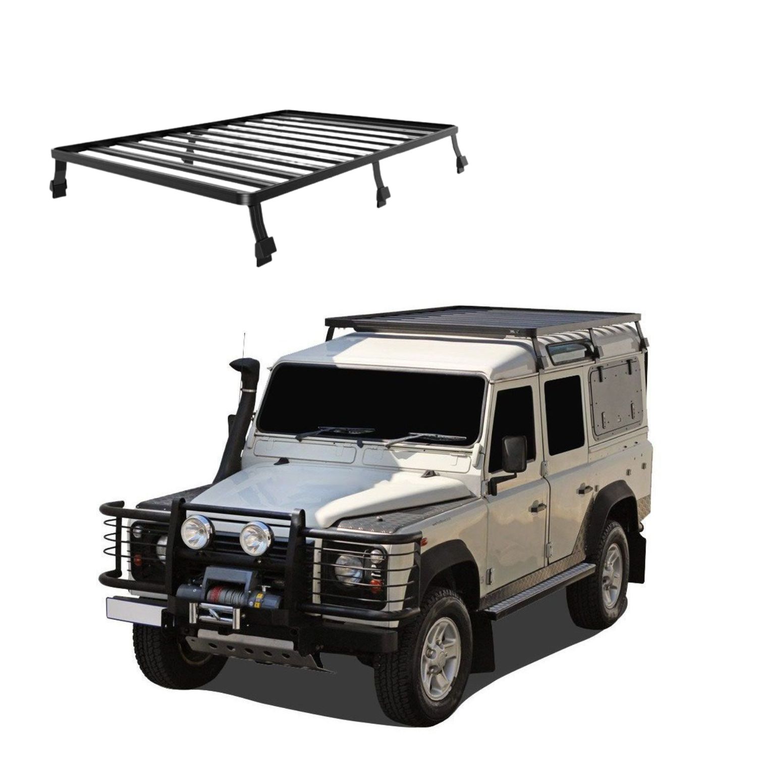 DEFENDER 110 (1983-2016) SLIMLINE II 34 ROOF RACK KIT TALL – KRLD030L DEFENDER 110 (1983-2016) SLIMLINE II 3/4 ROOF RACK KIT / TALL - KRLD030L - Image 1