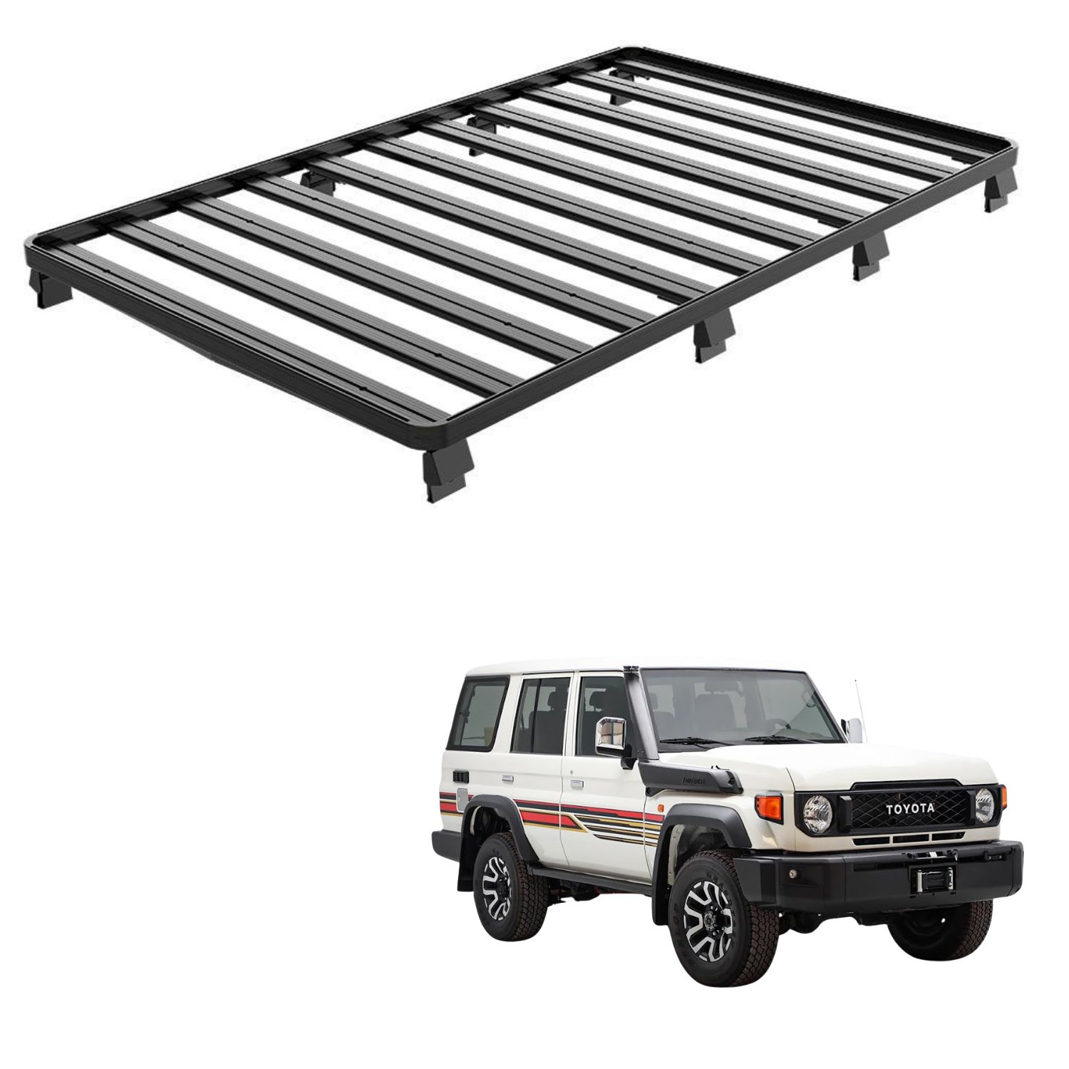 LC76 (1964mm) SLIMLINE II ROOF RACK KIT (1) LC76 (2166mm) SLIMLINE II ROOF RACK KIT - KRTL026L - Image 1