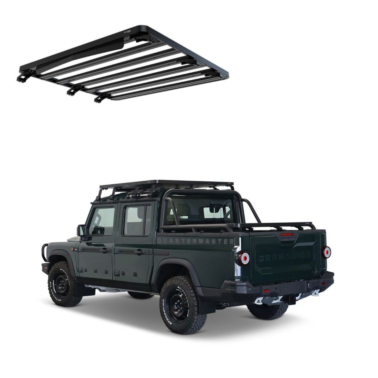INEOS GRENADIER QUARTERMASTER (2023-CURRENT) ROLLER TONNEAU COVER SLIMLINE II LOAD BED RACK KIT KRIG005T INEOS GRENADIER QUARTERMASTER (2023-CURRENT) ROLLER TONNEAU COVER SLIMLINE II LOAD BED RACK KIT | KRIG005T - Image 1