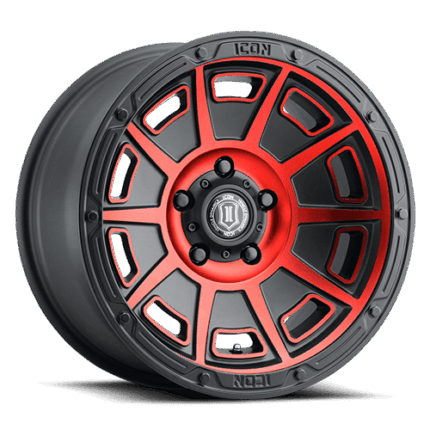 3017857345SBRT -  VICTORY 5x5 / 17x8.50 SATIN BLACK WITH RED TINT