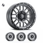 RAM 1500 (17x8.50) 4x ALPHA GUNMETAL WITH BLACK RING 6x5.5" (0 OFFSET)