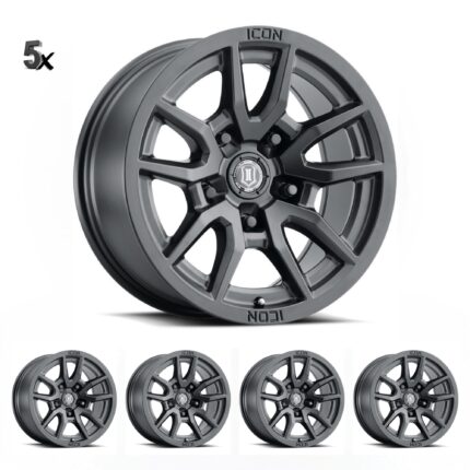 JK/JL/JT (17x8.50) 5 x VECTOR5 SATIN BLACK 5x5 -6 OFFSET