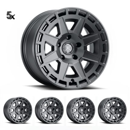 JK/JL/JT (17×8.50) 5 x COMPASS SATIN BLACK 5×5 -6 OFFSET