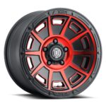 3017858347SBRT -  VICTORY 6x5.5" / 17x8.50 SATIN BLACK WITH RED TINT