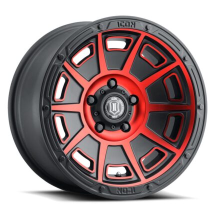 3017858347SBRT -  VICTORY 6x5.5" / 17x8.50 SATIN BLACK WITH RED TINT