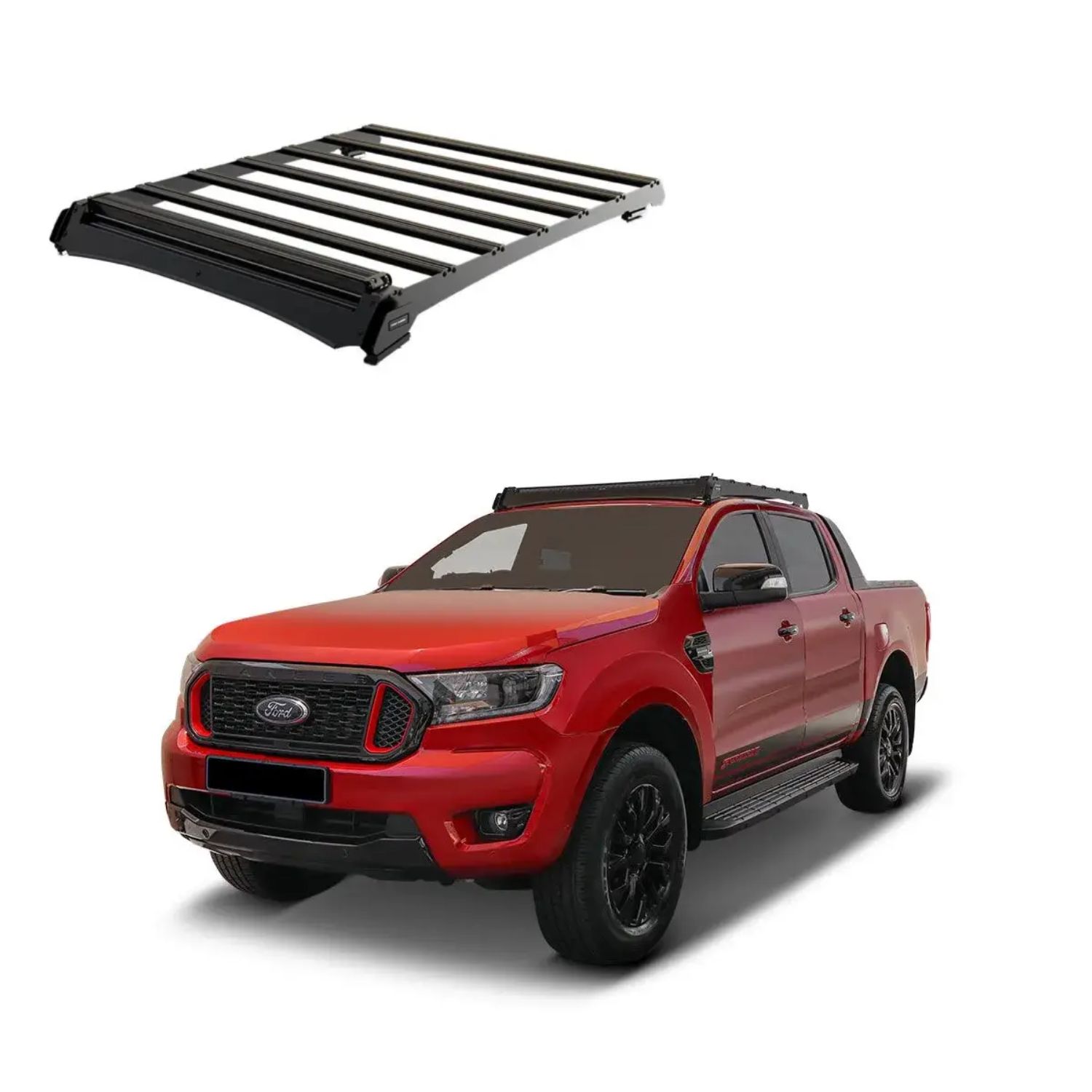 KSFR003T – Ford Ranger T6 Wildtrak Raptor (2012-2022) Slimsport Roof Rack Kit Light Bar Ready KSFR003T - Ford Ranger T6 / Wildtrak / Raptor (2012-2022) Slimsport Roof Rack Kit / Light Bar Ready - Image 1
