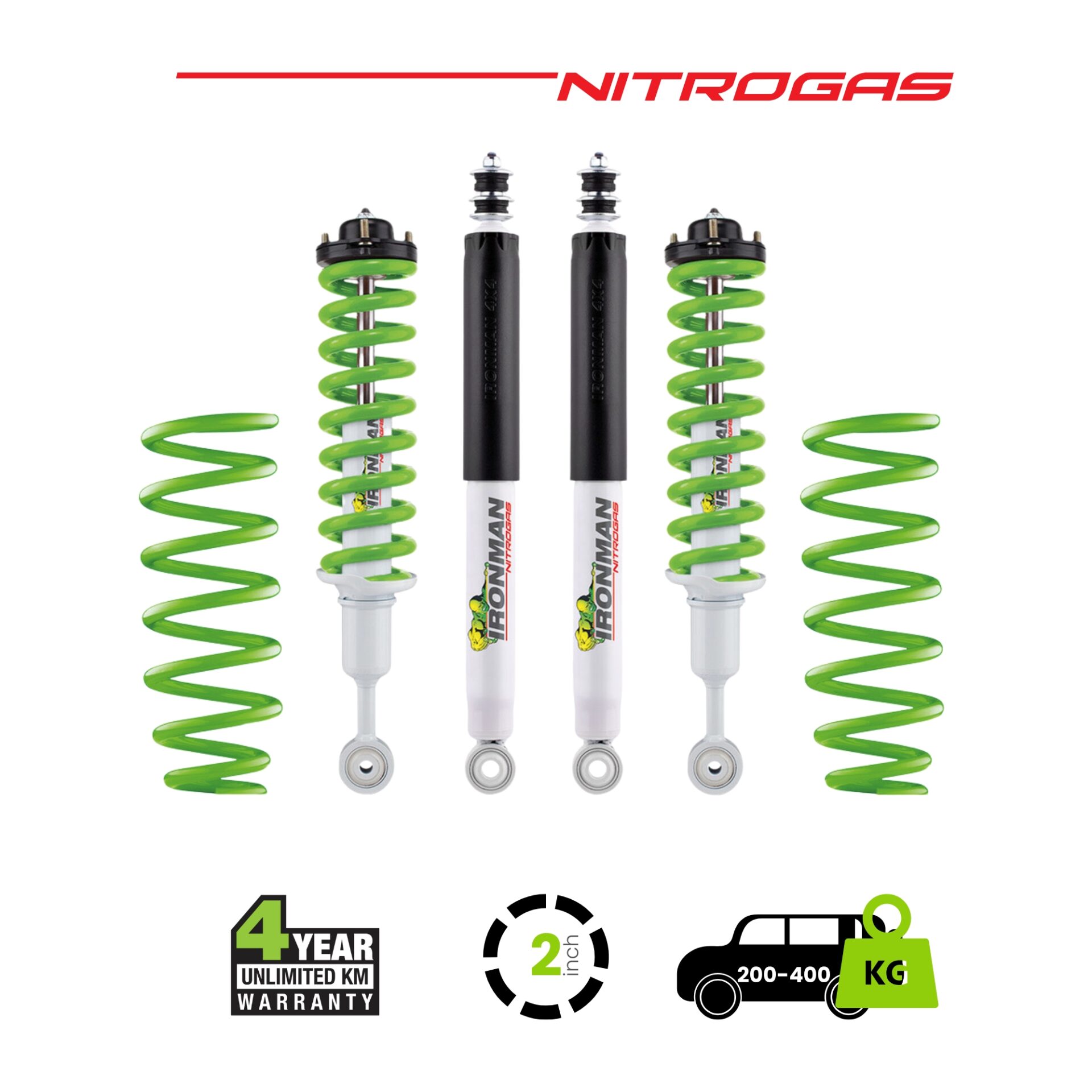 Prado-150-Nitrogas-Suspension-Kit-200-400 Prado 150 2 Inch Nitrogas Kit - 200-400 Rear Medium with Accessories - Image 1