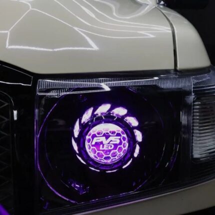 LED-LC70-LHD-HEADLIGHT-4 - LC70/LC71/LC76/LC78/LC79 Black LED Headlights Coloured Halo + Demon Eyes Clear Lens