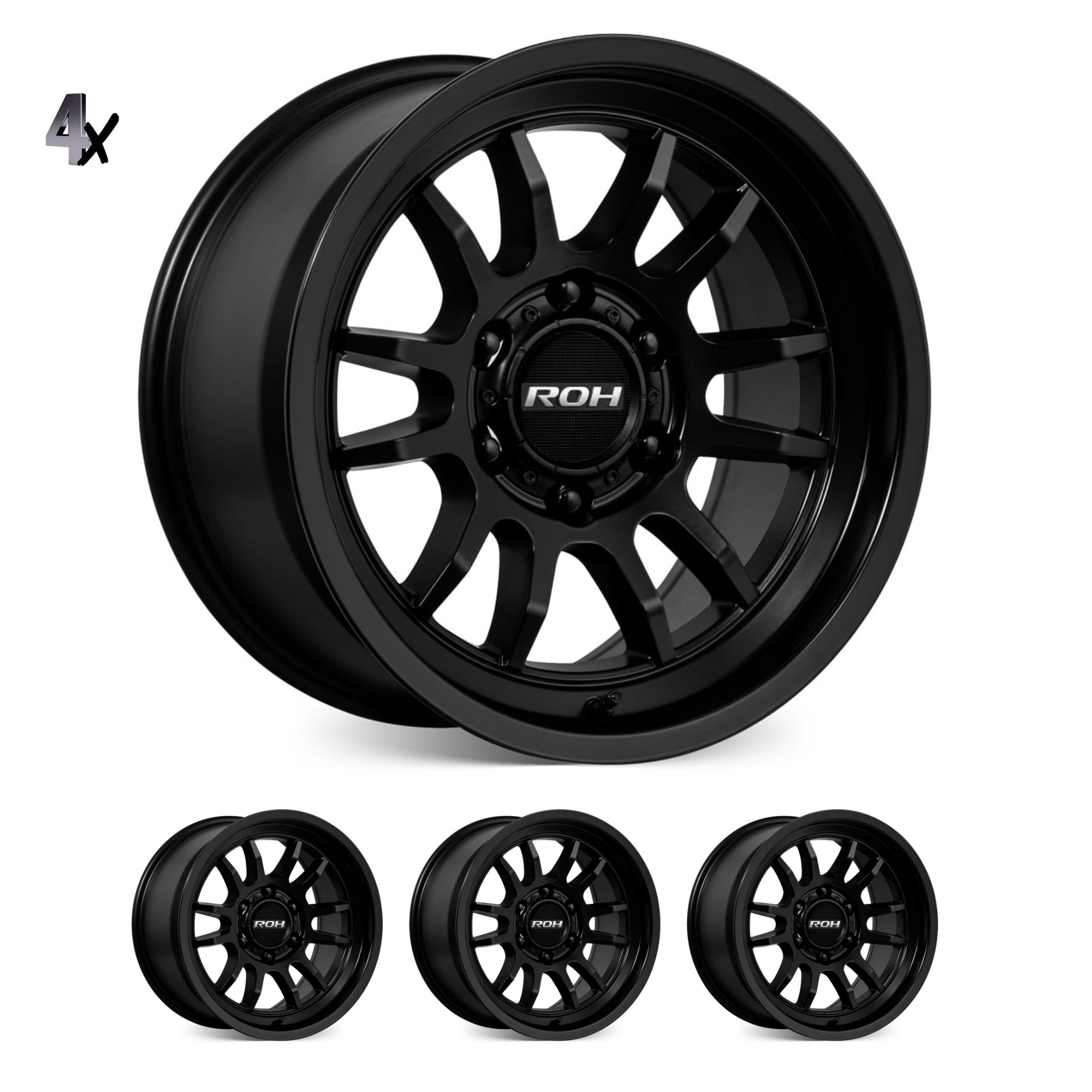 4 x Matt Black ARC Prado 150 (17X9) 4x MATT BLACK ARC WHEELS (6/139) LITEFORGED +12 OFFSET - Image 1