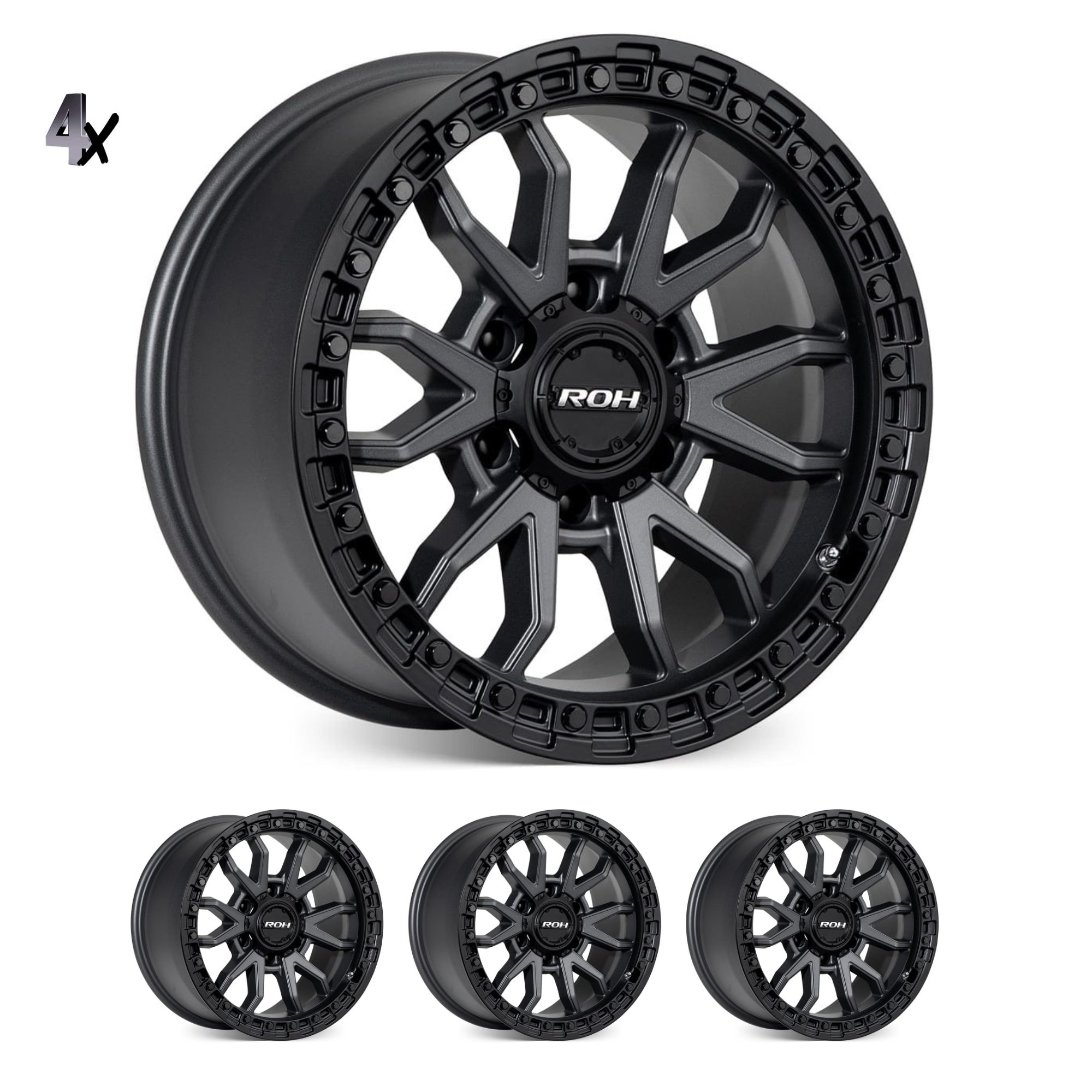 4 x Raid-MAtt-Graphite EVEREST (18X9) RAID MATT GRAPHITE BLACK LIP 4x ALLOY WHEELS (6/135) +12 - Image 1