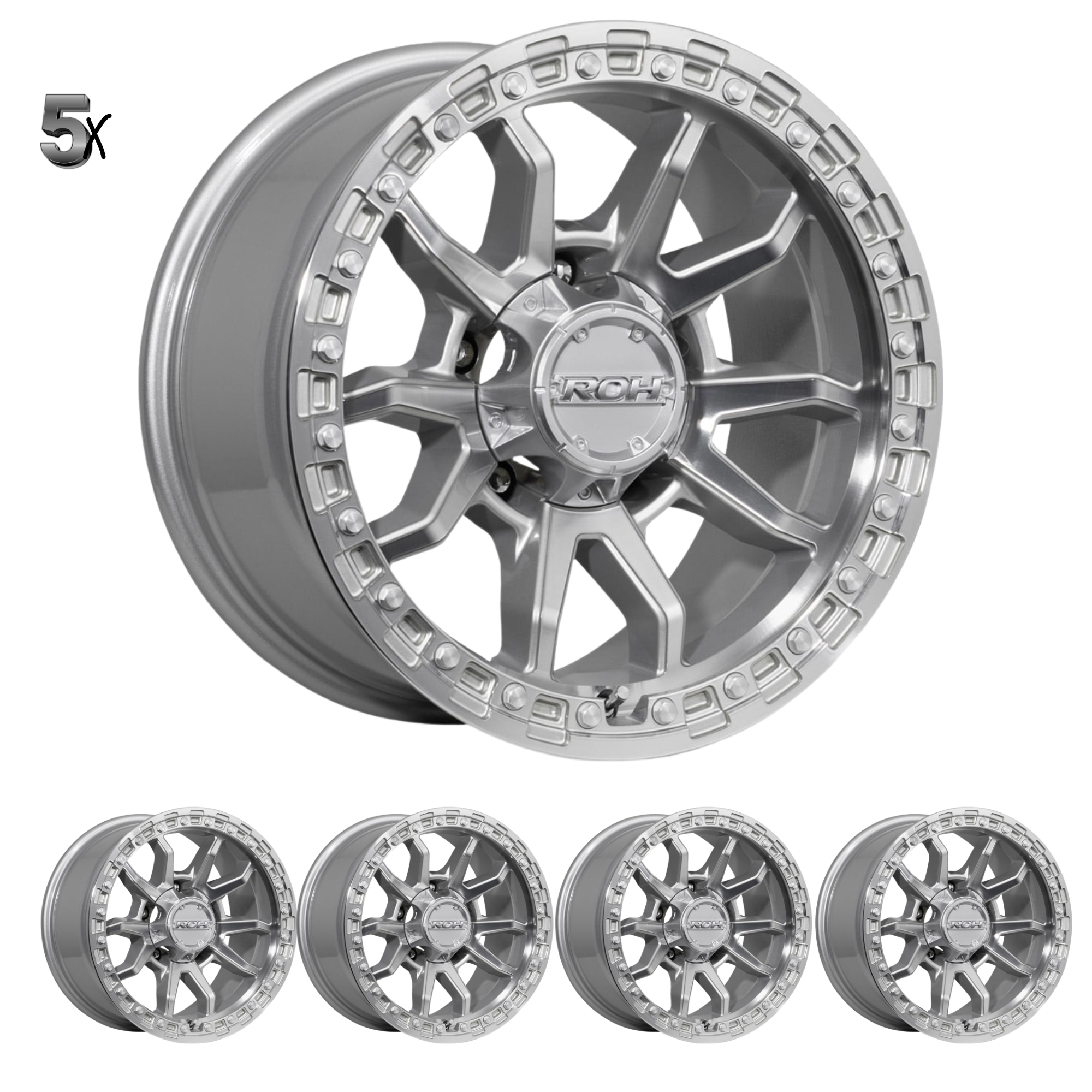 5 x ROH Raid 5 Full Machined Wheels LC71/LC76/LC78/LC79 (17X9) RAID 5 Machined 5x ALLOY WHEELS (5/150) -12 / -59 - Image 1