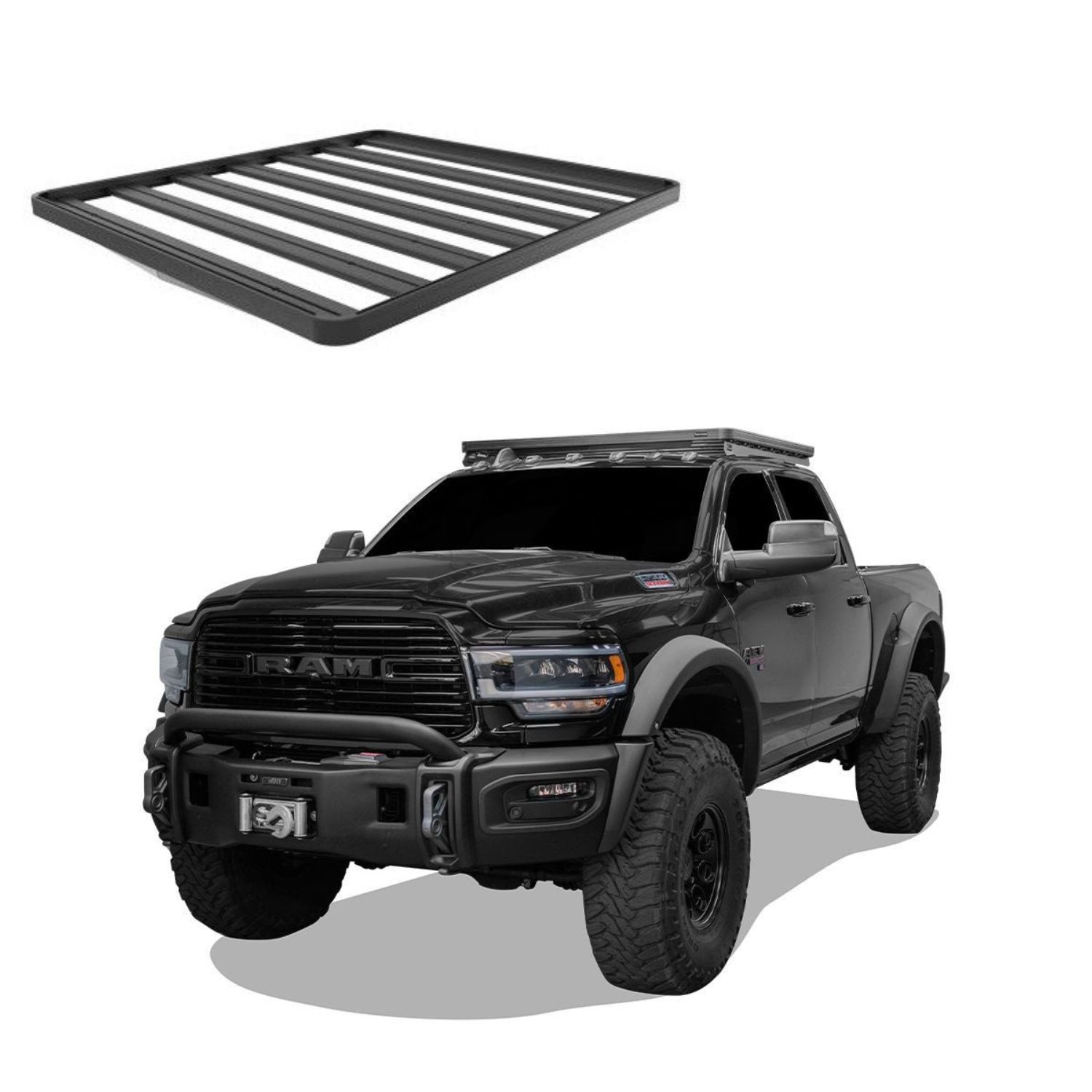 RAM 150025003500 CREW CAB (2009-CURRENT) SLIMLINE II ROOF RACK KIT LOW PROFILE - KRDR011T RAM 1500/2500/3500 CREW CAB (2009-CURRENT) SLIMLINE II ROOF RACK KIT / LOW PROFILE - KRDR011T - Image 1