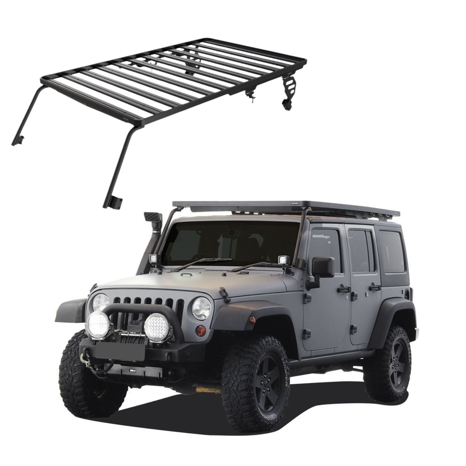 WRANGLER JK 2 DOOR (2007-2018) EXTREME ROOF RACK KIT – KRJW001T (1) WRANGLER JK 4 DOOR (2007-2018) EXTREME ROOF RACK KIT - KRJW003T - Image 1