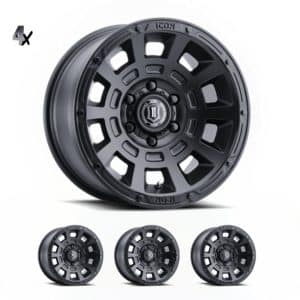 SILVERADO/SUBURBAN/SIERRA 1500 (17×8.50) 4x THRUST SATIN BLACK 6×5.5″ (0 OFFSET)