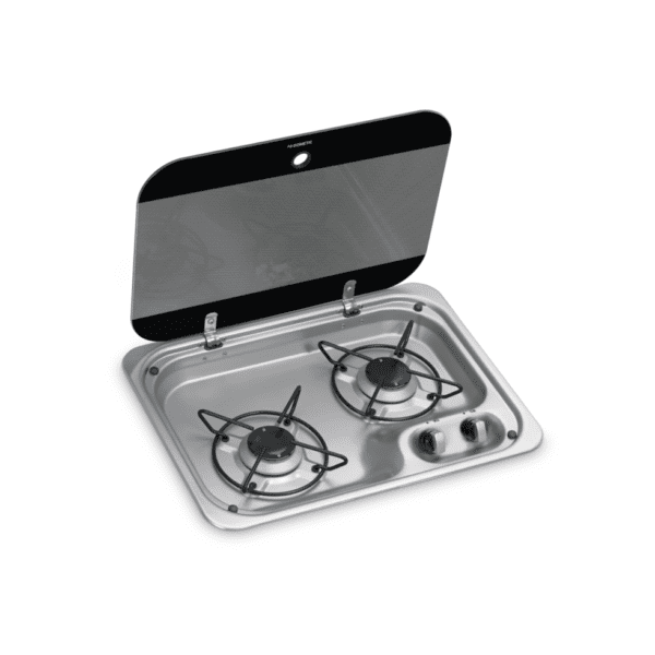 DOMETIC TWO-BURNER GAS HOB WITH GLASS LID