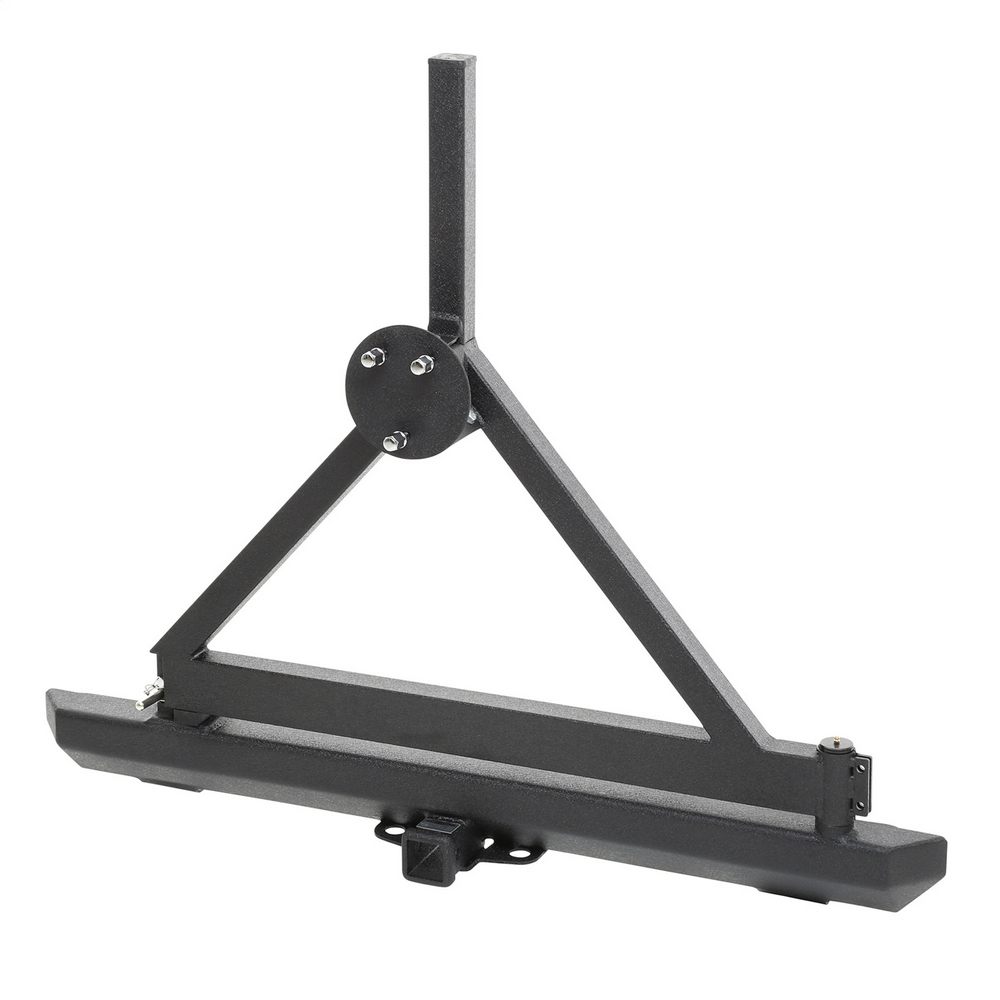 CLASSIC ROCK CRAWLER REAR BUMPER AND TIRE CARRIER WITH RECEIVER HITCH (BLACK)