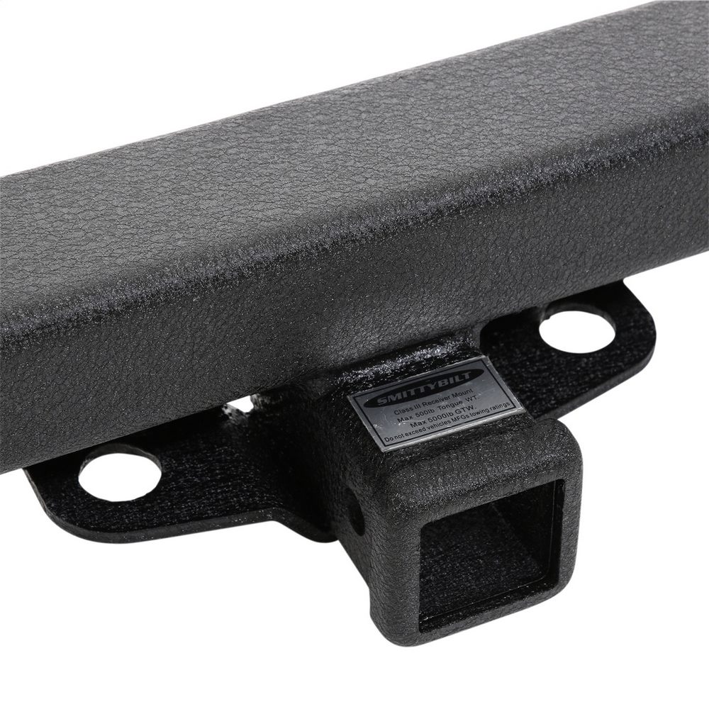 CLASSIC ROCK CRAWLER REAR BUMPER AND TIRE CARRIER WITH RECEIVER HITCH AND D-RING MOUNTS (BLACK)