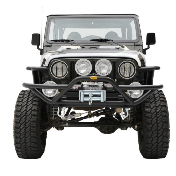Jeep Wrangler TJ/YJ SRC Front Grille Guard Bumper with D-ring Mounts (Black)