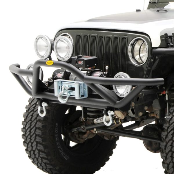 Jeep Wrangler TJ/YJ SRC Front Grille Guard Bumper with D-ring Mounts (Black)