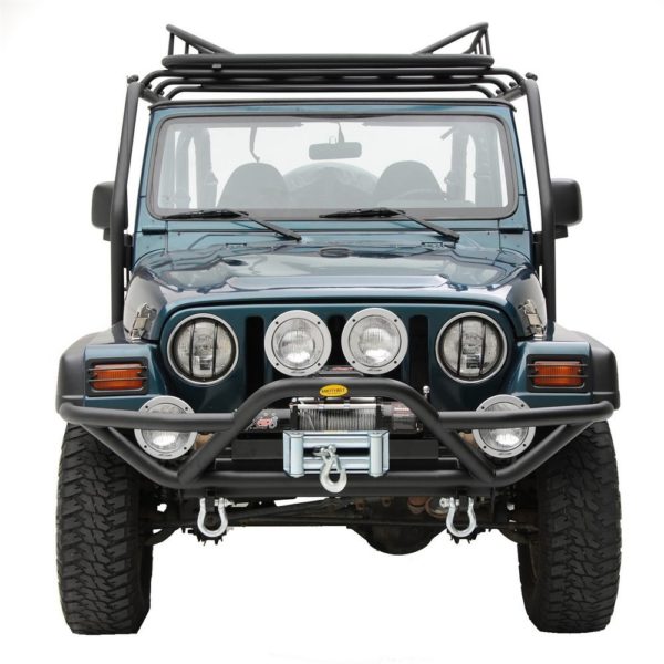 Jeep Wrangler TJ/YJ SRC Front Grille Guard Bumper with D-ring Mounts (Black)