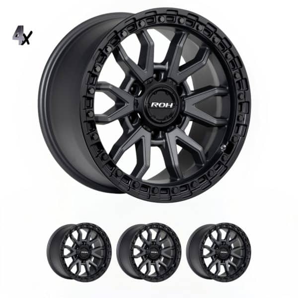 EVEREST (17X9) RAID MATT BLACK GRAPHITE 4x ALLOY WHEELS (6/139) +35