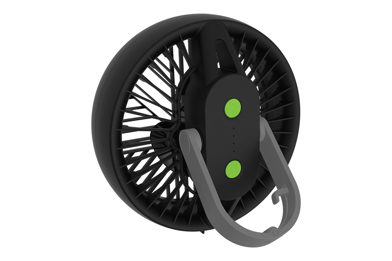 RECHARGEABLE HI-FLOW TENT FAN AND LED LIGHT
