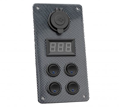 Carbon Switch Panel with USB and Digital Volt Me
