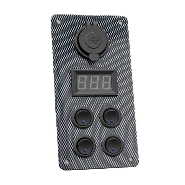 Carbon Switch Panel with USB and Digital Volt Me