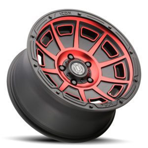 (17×8.50) 4x VICTORY SATIN BLACK WITH RED TINT 6×5.5″ 0 OFFSET