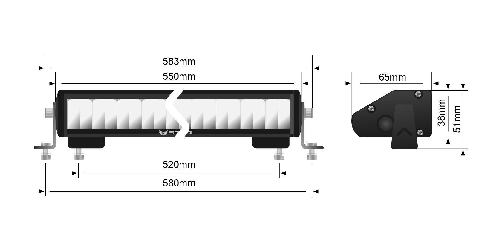 st1k 13.5 inch e mark led light bar